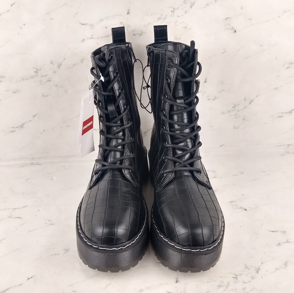 NEW Croc & Chain Chunky Platform Combat Boots - Picture 3 of 6